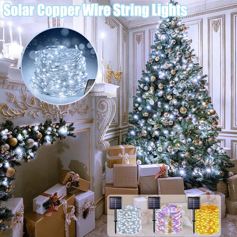 Solar LED Fairy Light Copper Wire Garland Light Waterproof 8 Modes String Lights Christmas Party Garden Solar Lamp Decoration