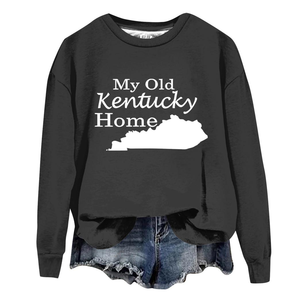 Women's Printed Round Neck Long Sleeved Loose Fitting Long Sleeved Casual Long Sleeved Top Hoodie