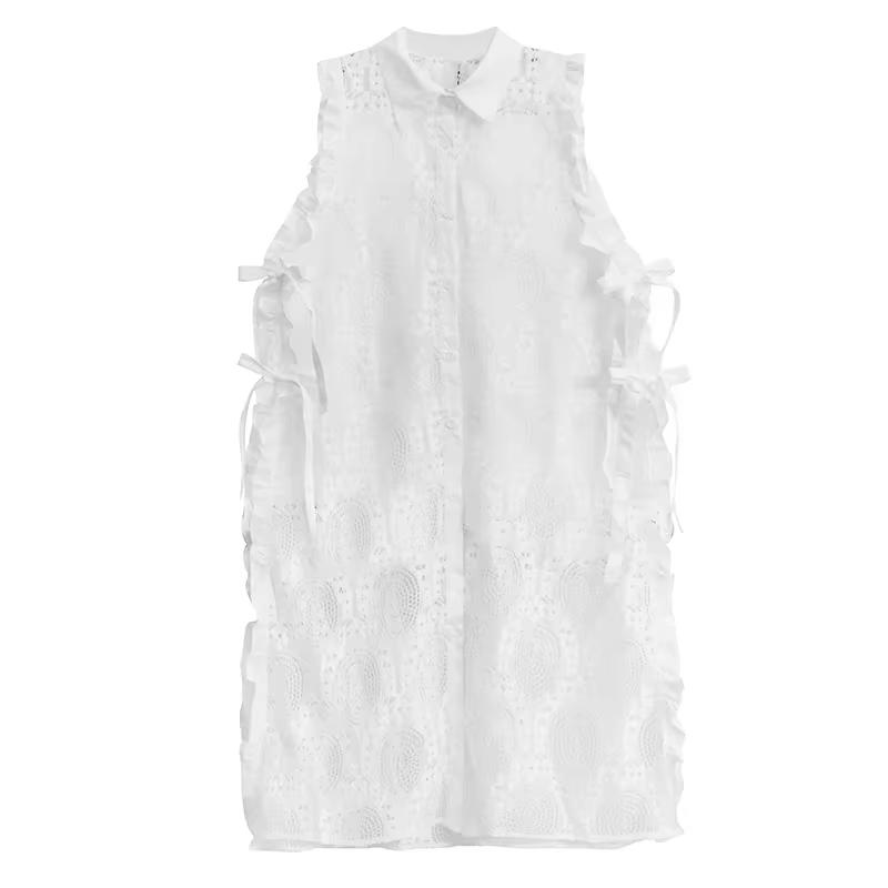 

Xitao Платье свободного кроя с отложным воротником, свободного покроя, однотонное, А-силуэт GMM1104 One Size белый