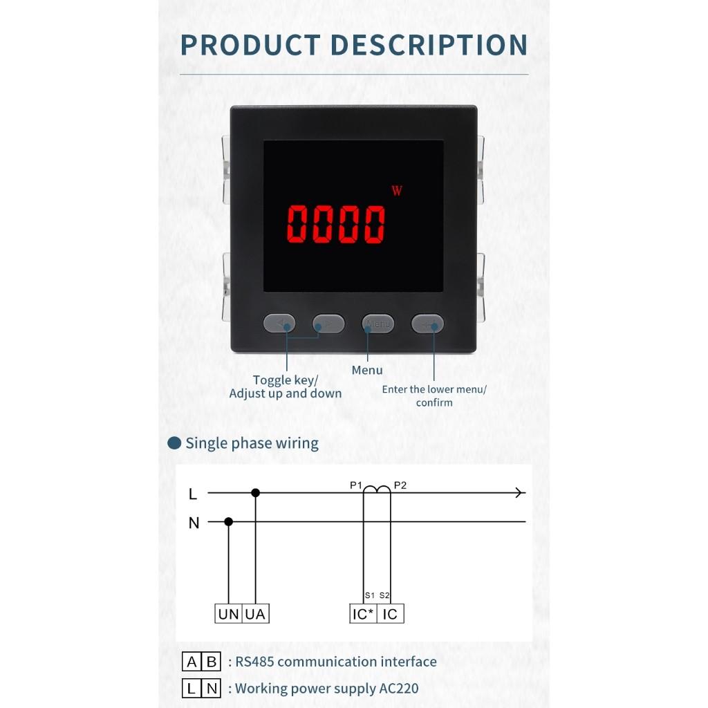 LED Single Phase Multifunctional Electricity Meter RS485 Smart Digital Display Multifunctional Power Meter