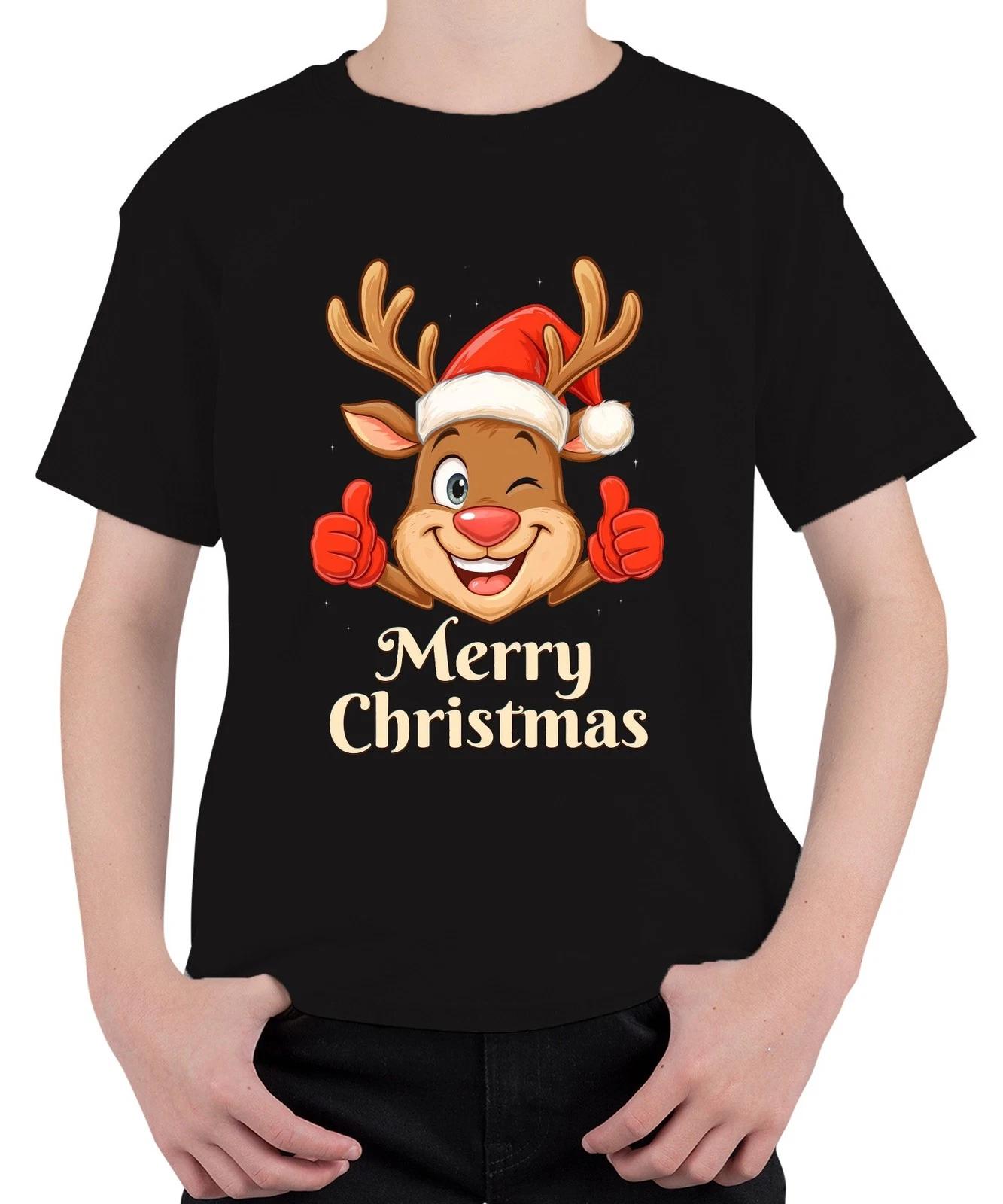 Merry Christmas niedlich Rentier Santa Hut Cartoon Familie Kinder Unisex Kinder XXL