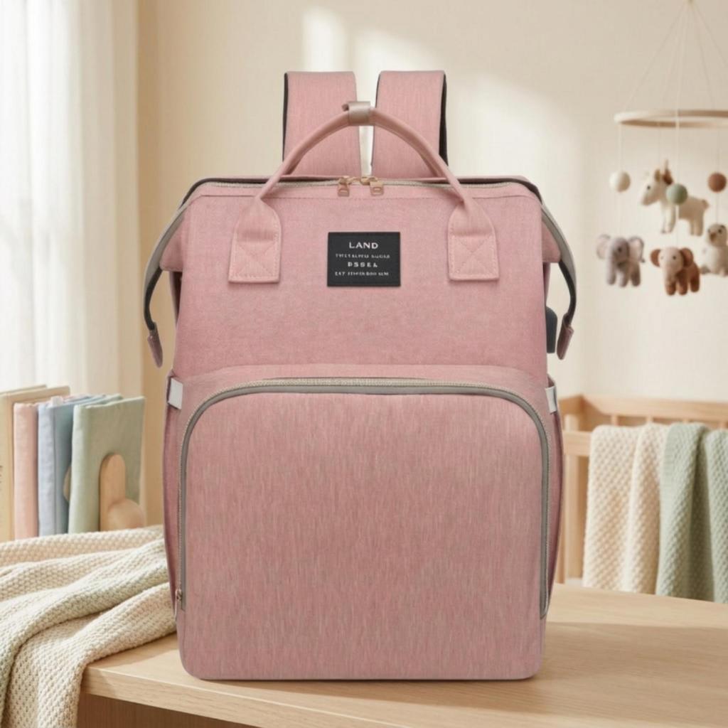 Waterproof Diaper Backpack with Baby Bed Convertible Bag Changing