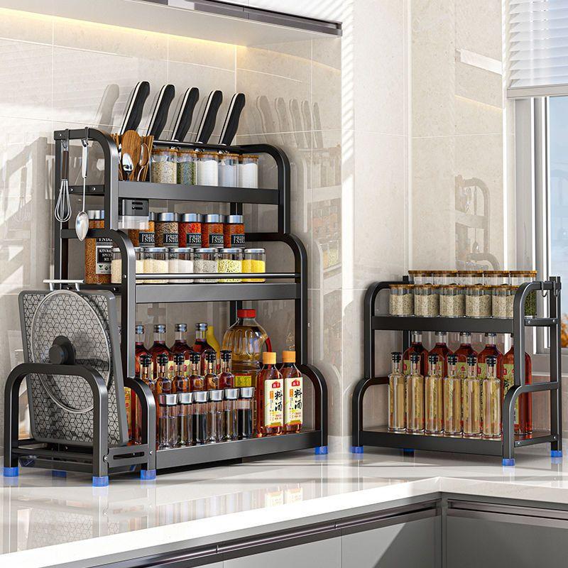 2Layers 3Layers Stainless Steel Kitchen Storage Rack Seasoning Chopsticks Shelf Organizer Knife Jar Household Accessories