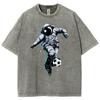 Astronaut Football T Shirts Unisex Fit Washed Tees Men Women Casual Short Sleeve T-shirts Cotton Oversized T-shirt