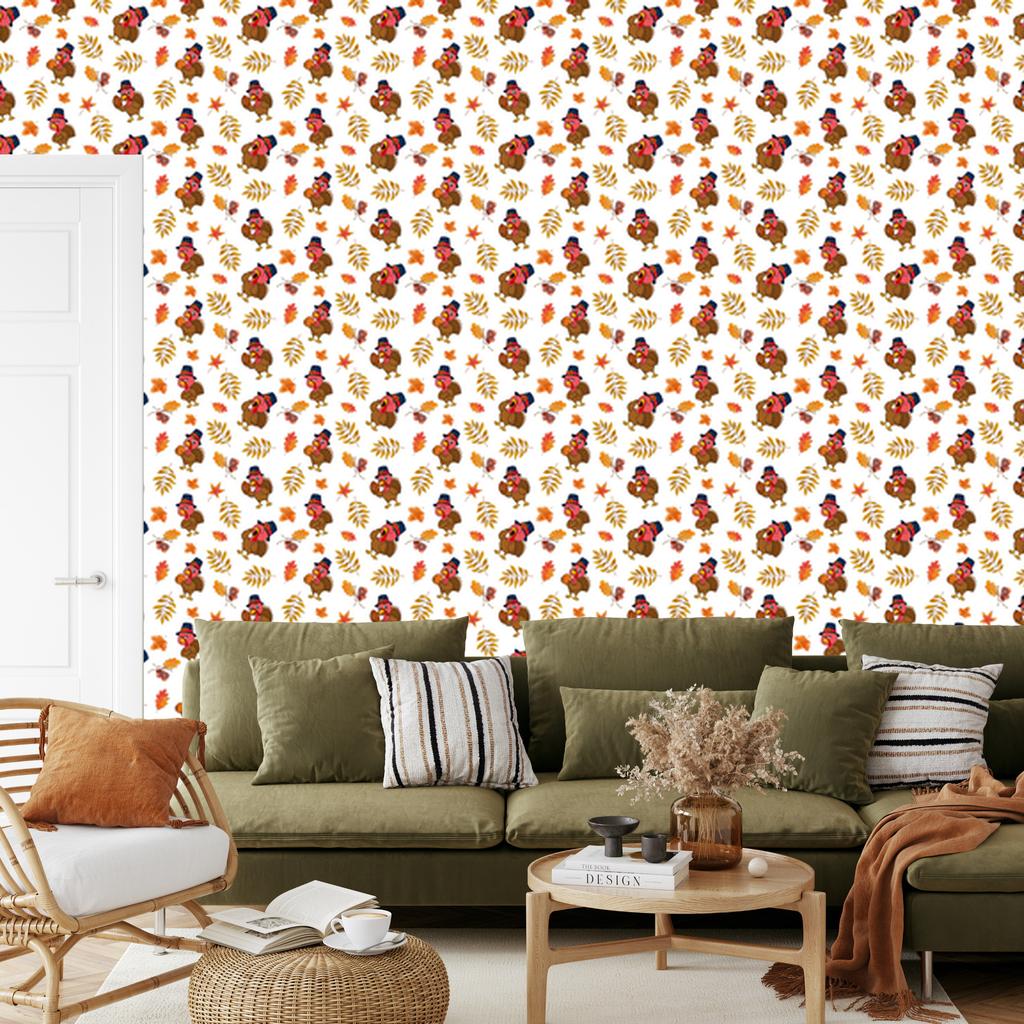 Turkey Wallpaper in White, Cream, Beige and Orange for Living Room and Bedroom 50x1000