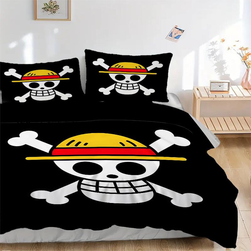 

Постельное белье с флагом Веселого Роджера из One Piece, Пододеяльник, Подарок для спальни, Включает 1 пододеяльник и 2 наволочки, Без наполнителяB589 135x200cm