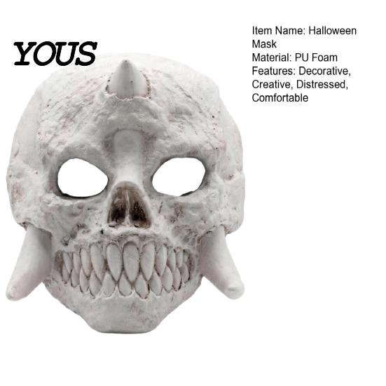 Horror Skull Mask Halloween Skeleton Mask, Fanged Distressed Cosplay Full Face for Costume Party Props Adults