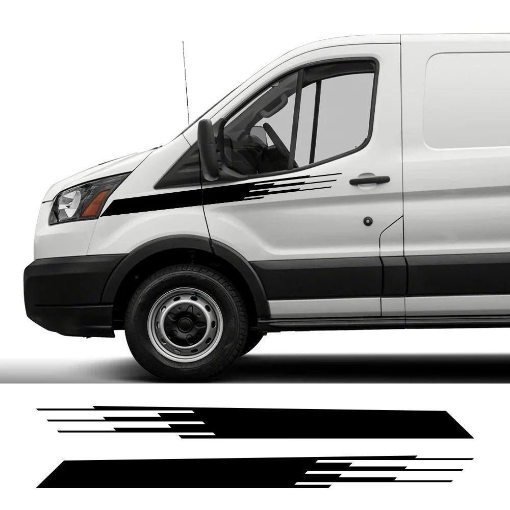 2PCS Car Body Door Side Stripes Stickers Self-adhesive Auto Body Styling Decoration Sticker Accessories For Ford Transit Tourneo