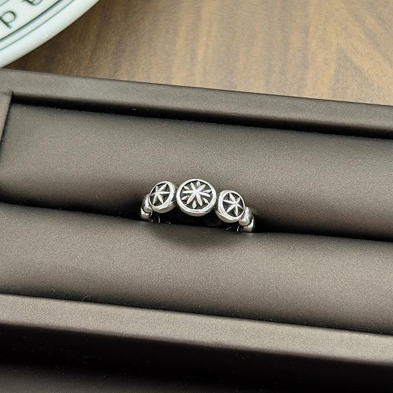 Dark Retro Retro Punk Personality Star Pattern Open Ring Female Genderless Style Simple Trendy Cool Index Finger Ring