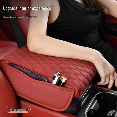 Universal Car Armrest Box Riser Pad with Multifunctional Storage Bag
