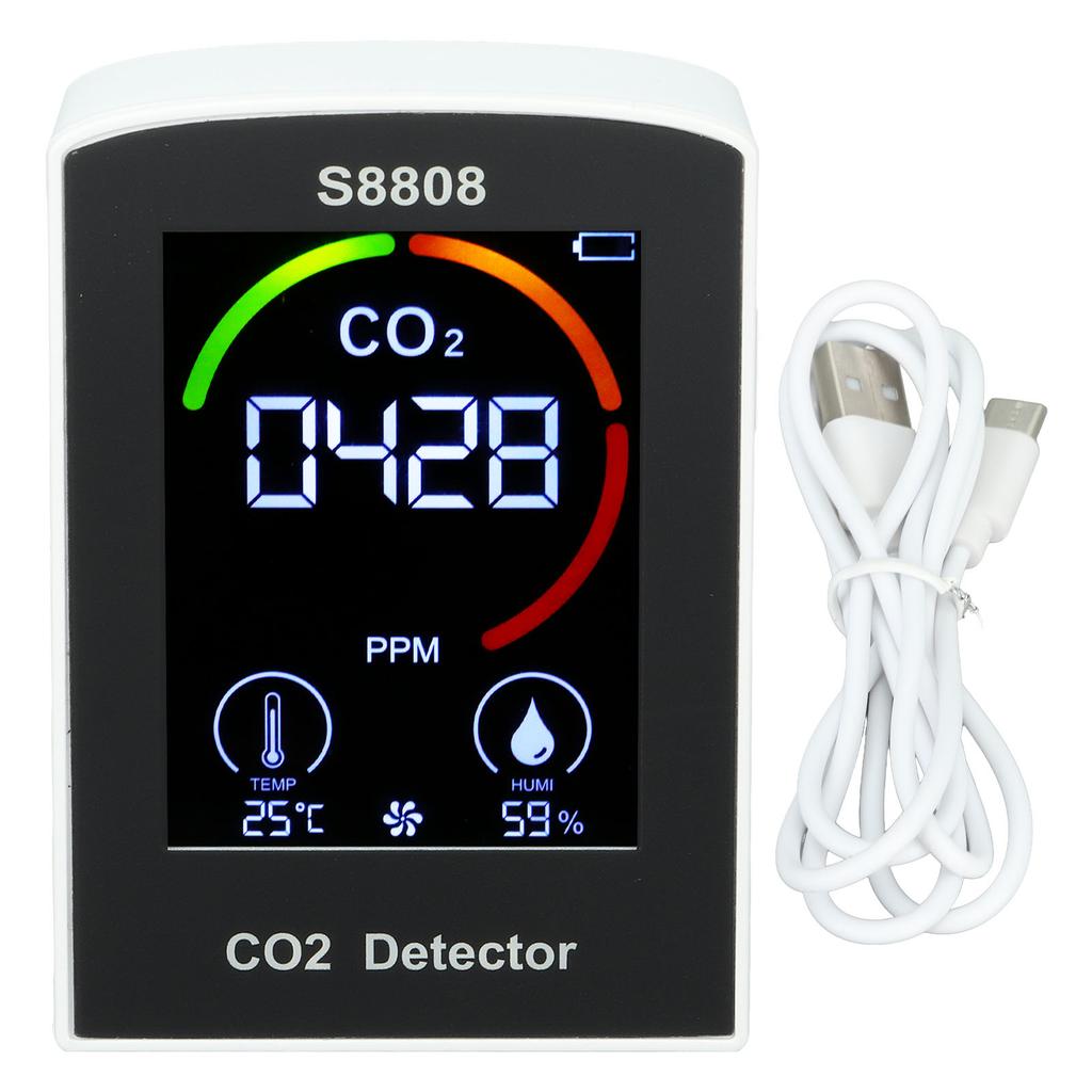 Carbon Monoxide Detector 400-5000PPM 0-99%RH Battery USB Charging Portable CO2 Detector Powerful Chip for Production Warehouse