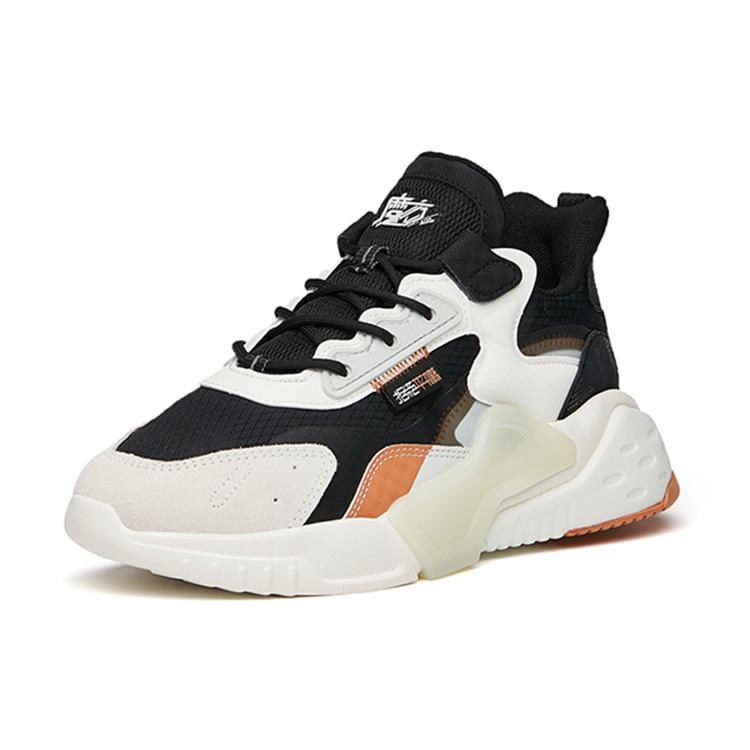 New ANTA Rubik's Cube Chunky Sneakers Women's Low Top Black/Ivory White 122148808-4