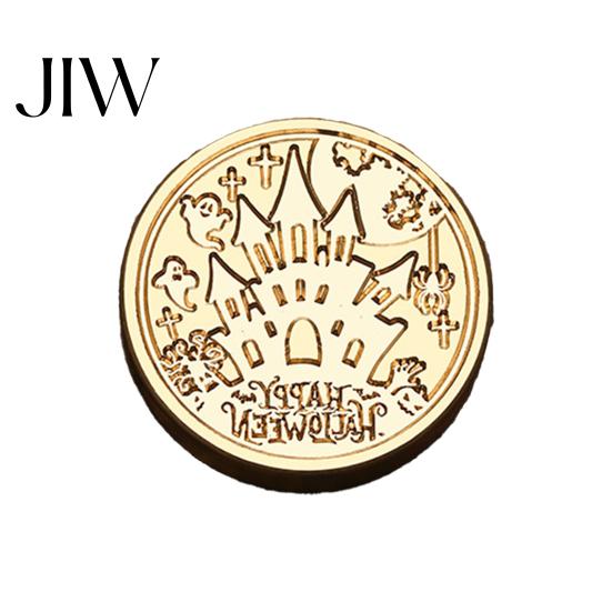 Halloween Stamp Head Themed Brass Wax Seal Head, Pumpkin Ghost Witch Bat Engraved Replaceable Sealing Replacement for Envelope Journal Gift Wrap Party