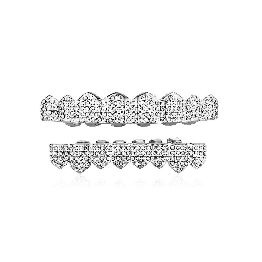 TEMU Vergoldete mit Diamanten besetzte Grillz Hip-Hop Zahnschmuck