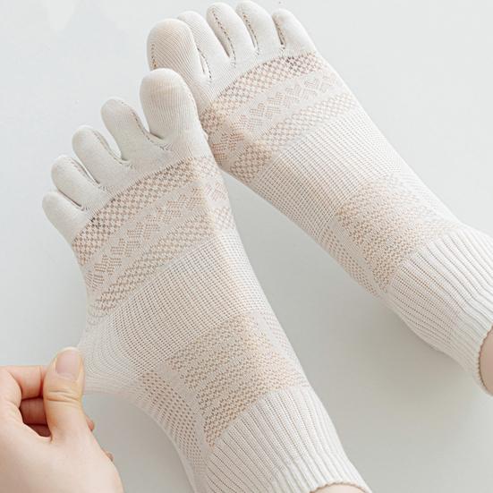 1 Paire Chaussettes Cinq Doigts Femme Ultra-fines Respirantes Absorbantes de Sueur Tube Moyen