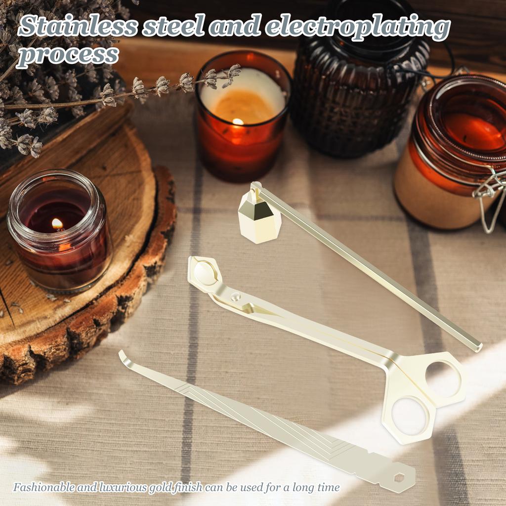 3Pcs Candle Extinguishing Tool Stainless Steel Candle Wick Trimmer Cutter Wick Dipper Candle Wick Trimmer Scissor Candle Stopper