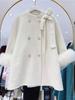 Scarlet Princess 2024 Women's Double-Sided Cashmere Coat with Fox Fur Collar for Autumn/Winter