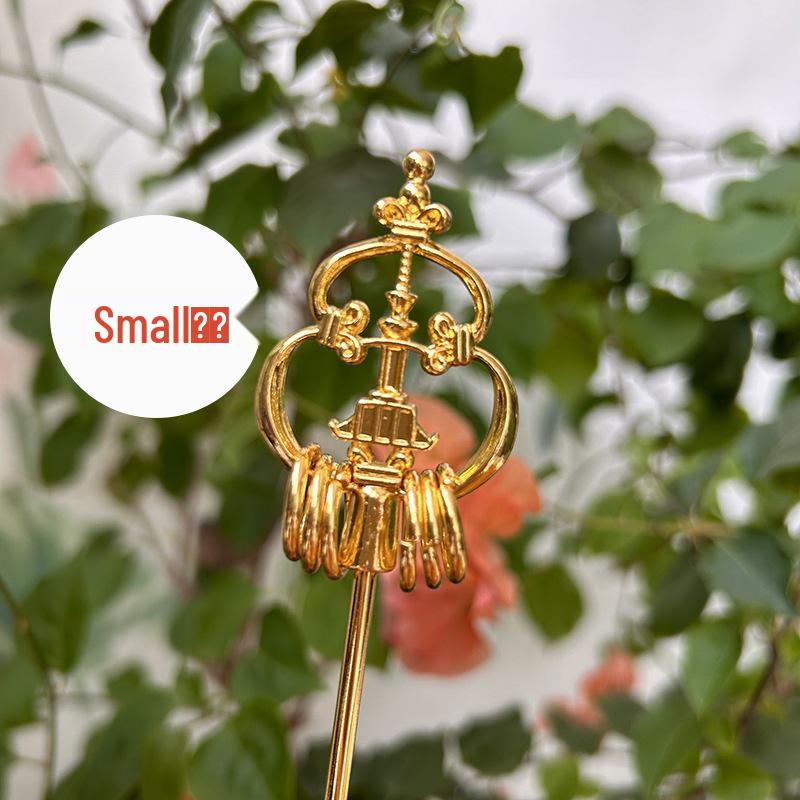 Ksitigarbha Bodhisattva Zen Staff Alloy Ornament: Four-faced Buddha Statue Dharma Implement