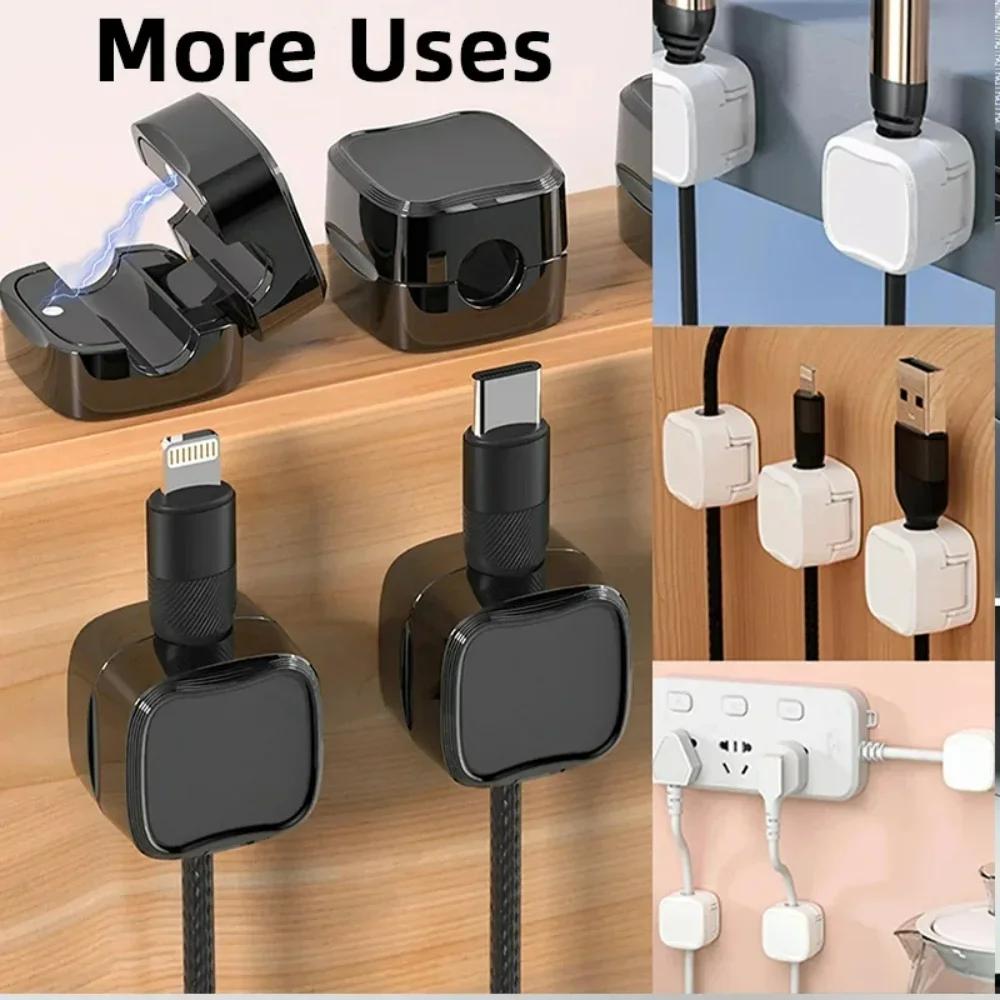 1/3/6PCS Magnetic Cable Clip Magnetic Cable Winder Cord Organizer Adjustable Cord Holder Under Desk Cable Management Holder