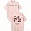 Bangely Faith Over Fear Maglietta Unisex Grafica Oversize Allenamento Palestra Gesù Cristiana Religiosa T-shirt Moda Manica Corta