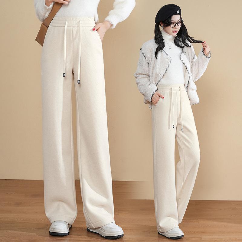 Genuine Brand Cashmere Textured Wide-Leg Pants Women'S New Autumn And Winter Velvet High-Waisted Thin And High Corduroy Straight Trousers
