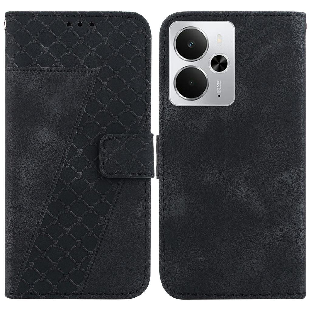 For Realme 14 5G Stand Case 7-Shaped Pattern Imprint Leather Phone Cover