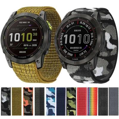 26 20 22mm Nylon Uhrenarmband für Garmin Fenix 7X 6X Pro 7 7S 6 6S 5X 5 5S Plus/Venu 2 Plus Klettverschluss Quick Dry Strap