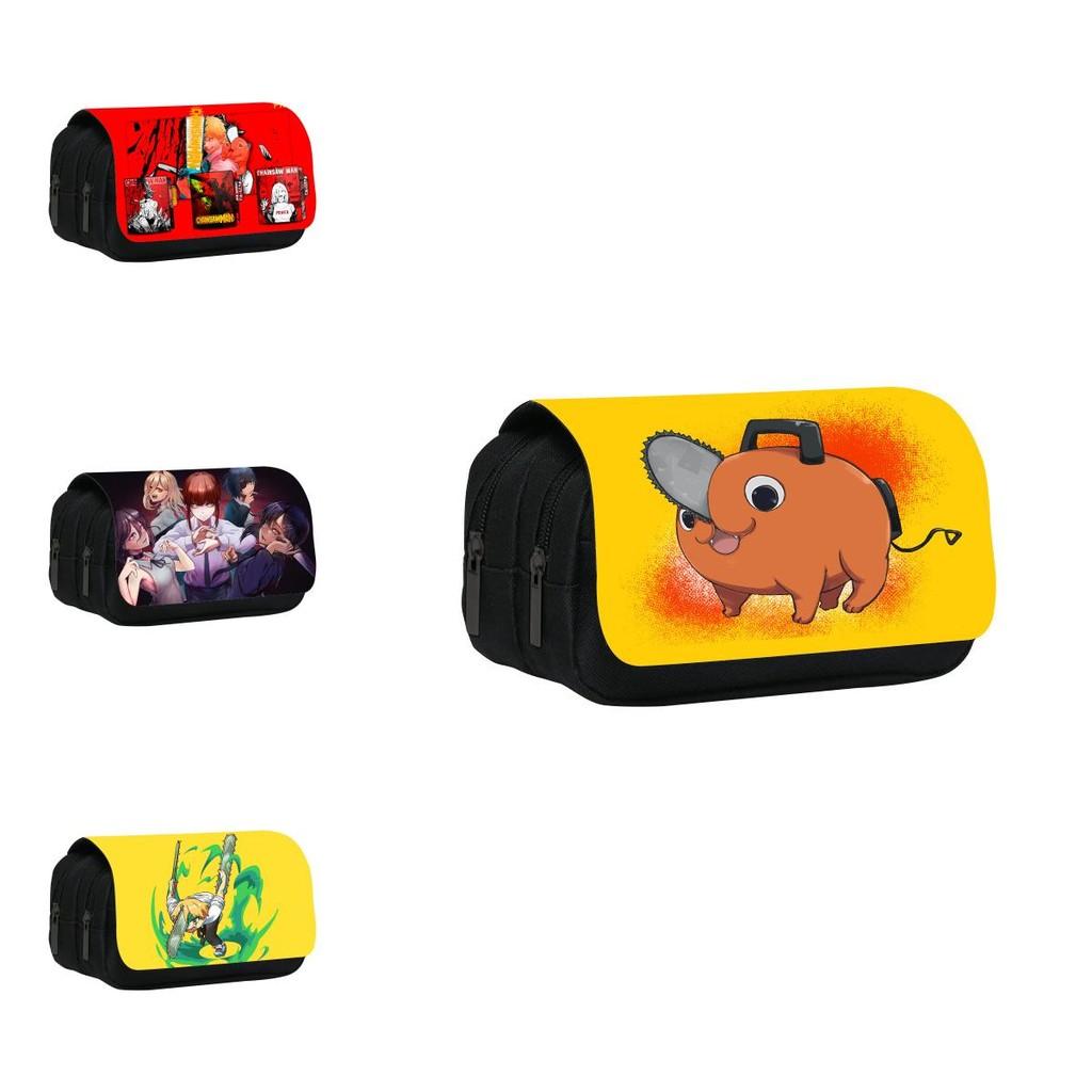 Chainsaw Man Pencil Case With Print Large Capacity Nylon Stationery Organizer For Students