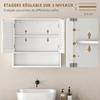 Bathroom Wall Cabinet, Slatted Door, Adjustable Shelf, Open Compartment, 60 x 20 x 60 cm, White