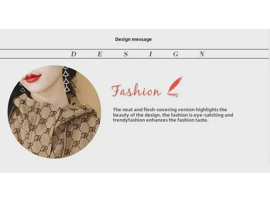 Autumn 2023 Women's Fashion Printed Hooded Windbreaker Cardigan - Small Size Trendy Outerwear