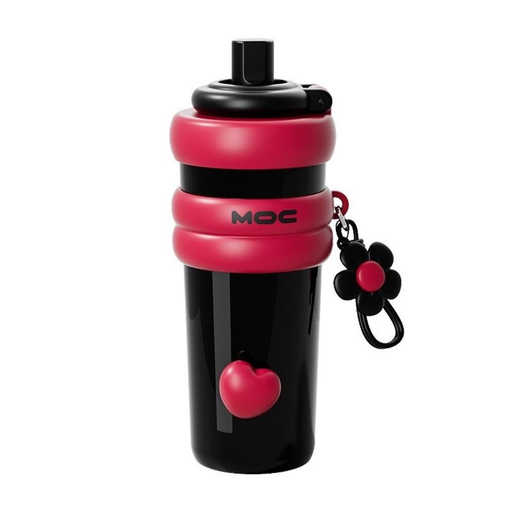 With Flower Pendant Straw  Vacuum Cup 750ml Thermos Water Bottle Portable Insulated Cup  Car