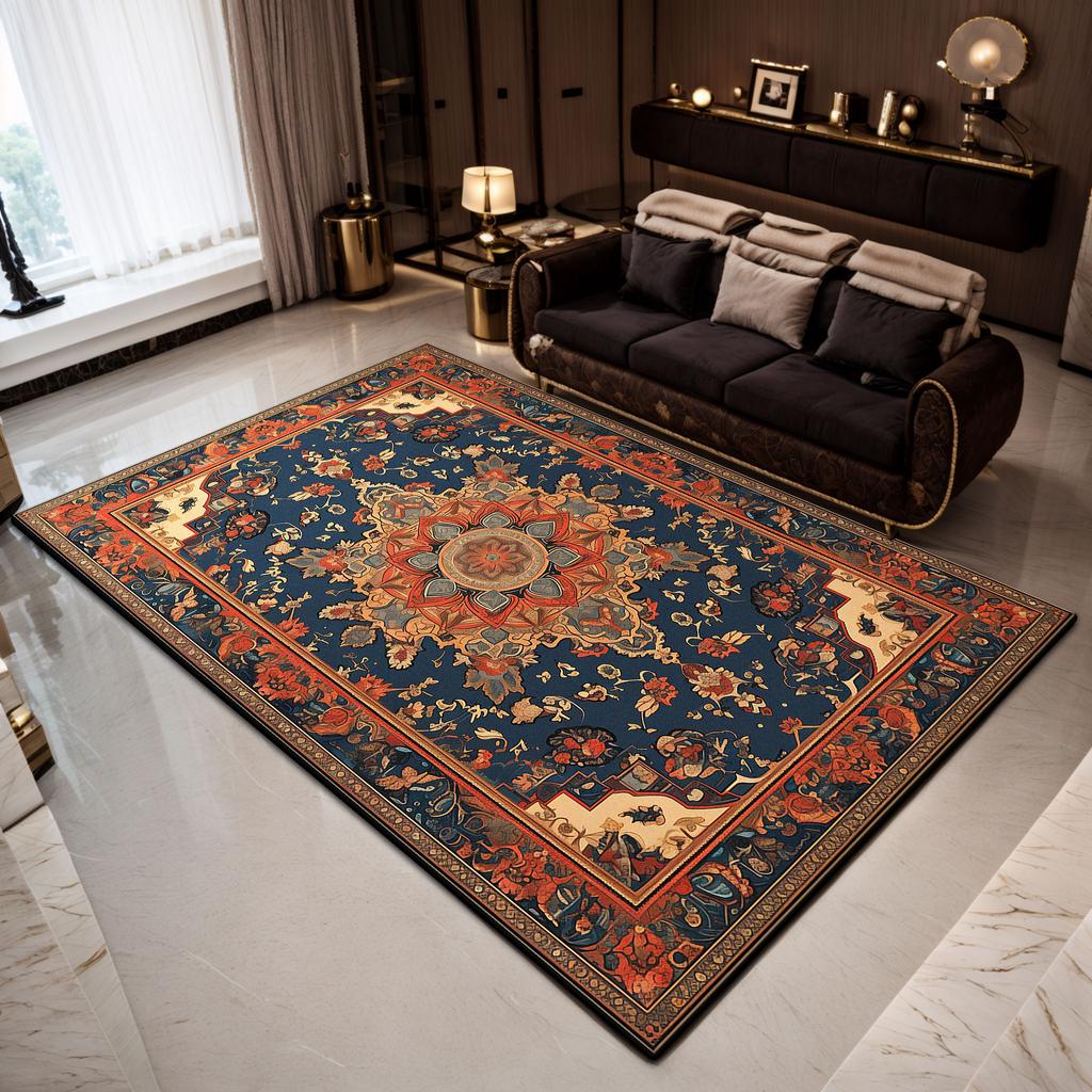 Bohemian Floral Design Home Decoration Luxury Large Rugs for Living Room Non-slip Carpet for Rooms Foldable Study Decoration Mat