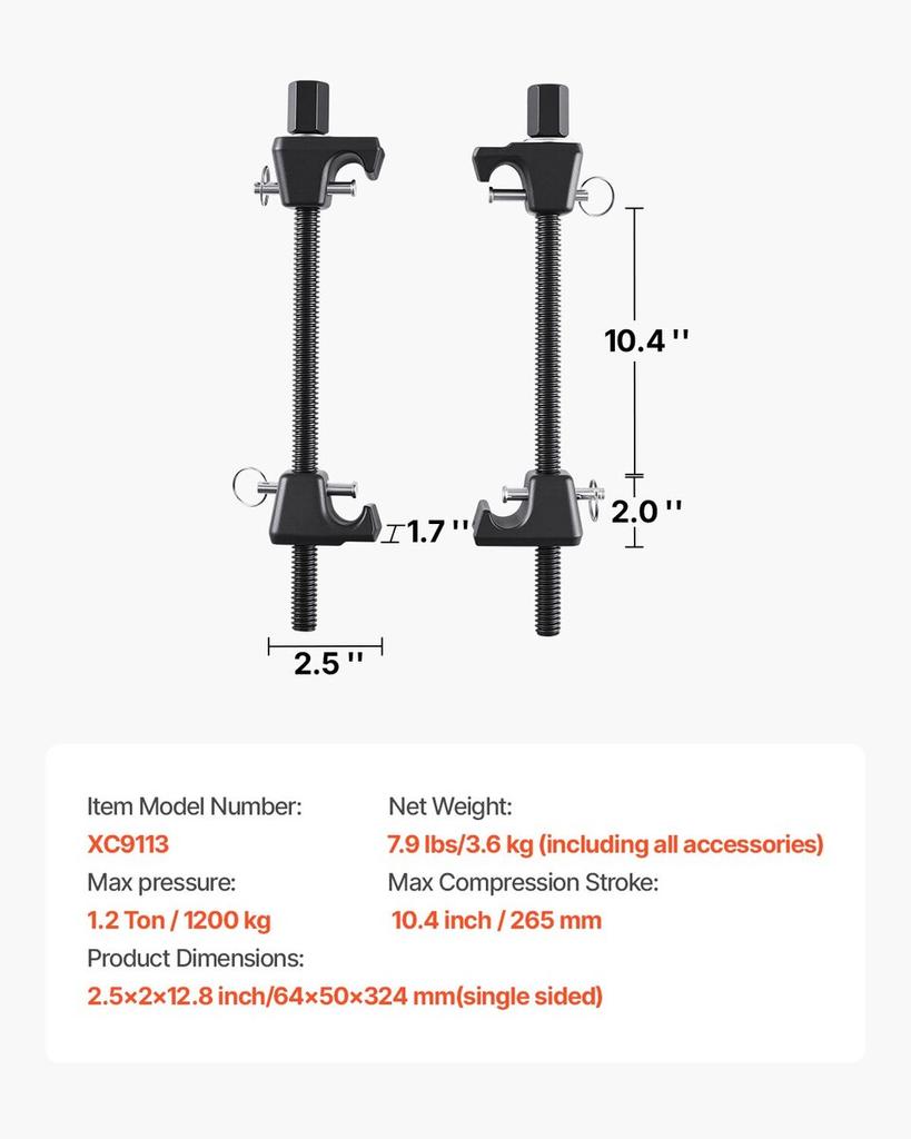 Strut Spring Compressor 2 Pcs Coil Spring Compressor Tool 10.4-Inch Range