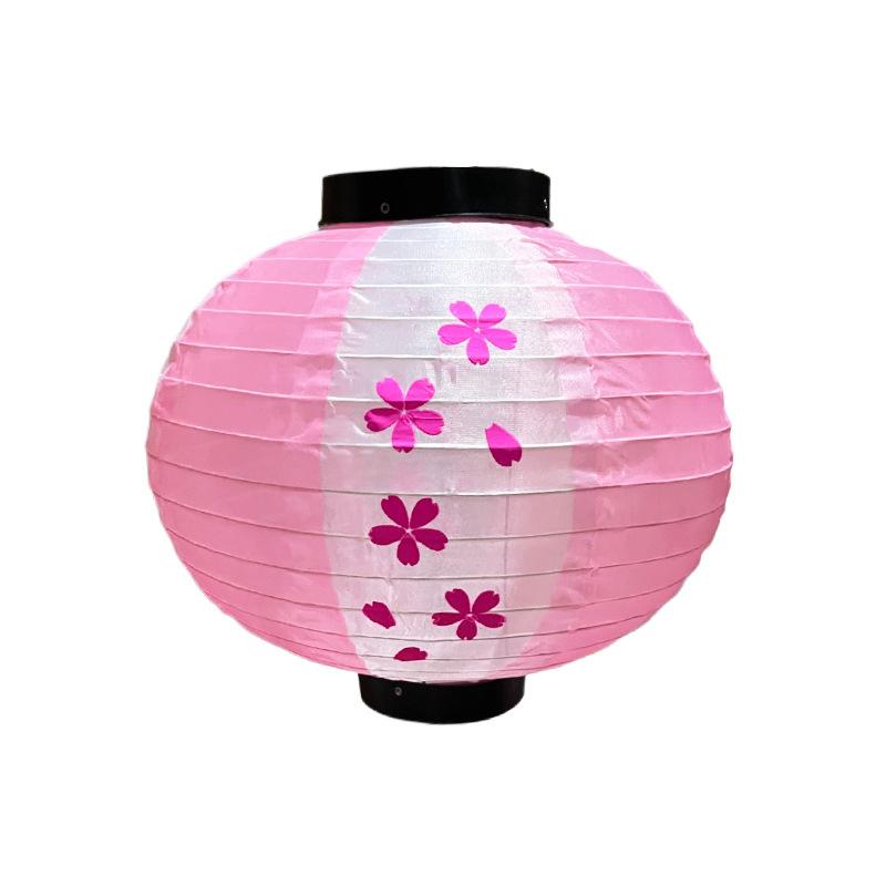 

Pink Cherry Blossom Japanese Style Round Lantern Waterproof Outdoor Indoor Restaurant Decor Hanging Photo Props Festival Lights 30x30cm