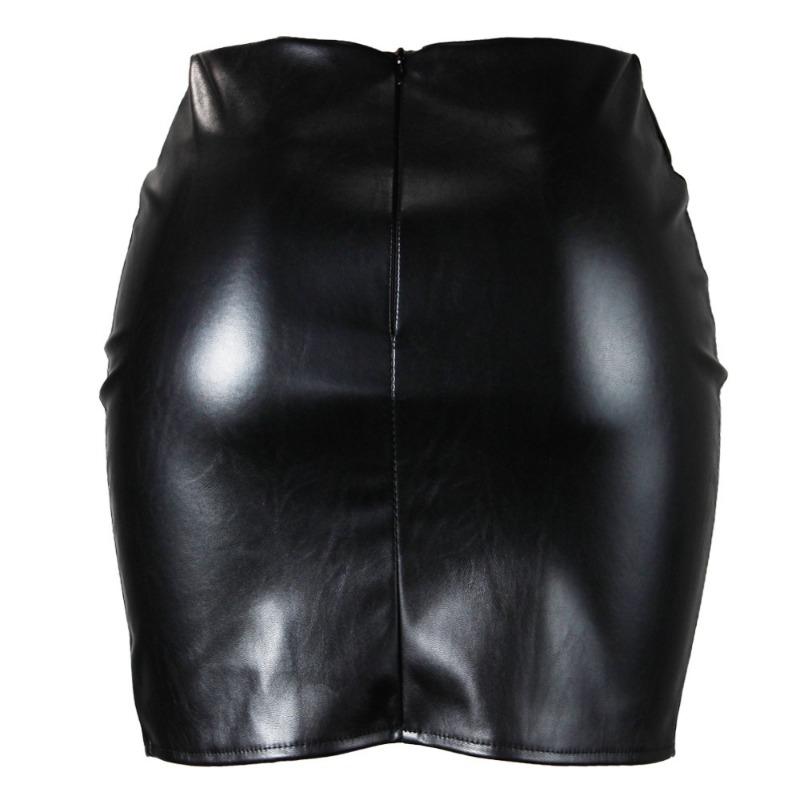 Hohe Gürteltasche Hüfte Kurzen Rock Weiblichen Rock Nachtclub PU Leder Reißverschluss Sexy Schwarz Hübscher Schlank Mode Lederrock