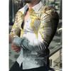 Unique long-sleeve shirt with 3D rose and skull embossed pattern, edgy and stylish.