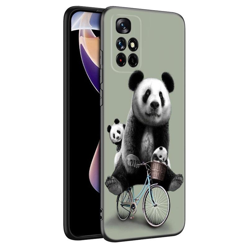 Panda Chinese Bear Phone Case For Xiaomi Redmi Note 7 8 9 10 Lite 11 11E 11T 12 Pro 11S 4G 10T 5G 8T 9S 10S Soft TPU Black Cover