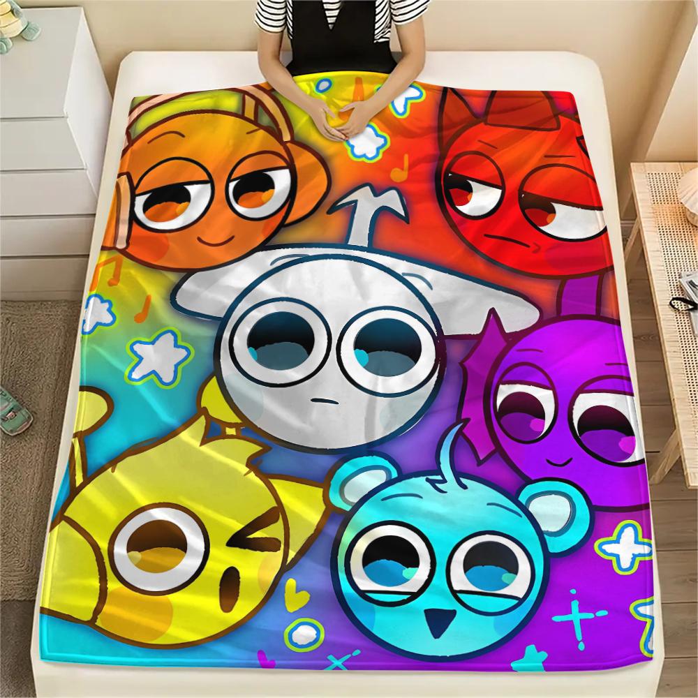 1 Stück Sprunki-Print Flanelldecke, Hohe Qualität für alle Jahreszeiten, Heimdekoration, Wärme und Komfort, Perfekt für Weihnachtsgeschenke
