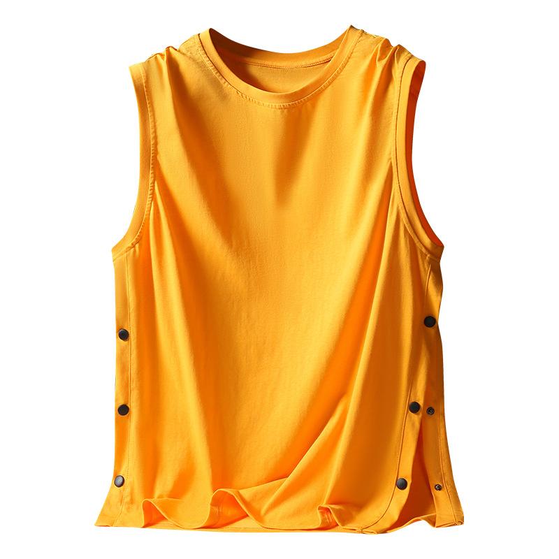 Vest Men's Sleeveless Shirt Summer Cotton Thin Fashion Brand Breasted American Basketball Sports Waistcoat Top Men's Clothing