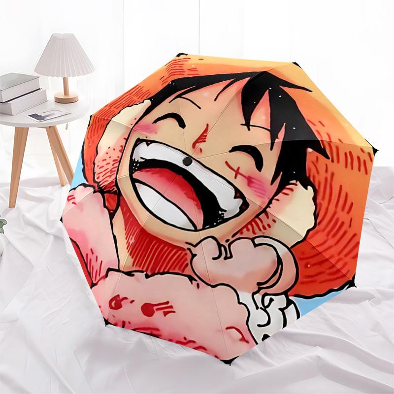 1PC One Piece, Luffy Automatic Open/Close Umbrella, 8-Rib Sturdy Frame, Lightweight Portable Umbrella, Commute, Business - Ideal Gift for Friend, Vibr