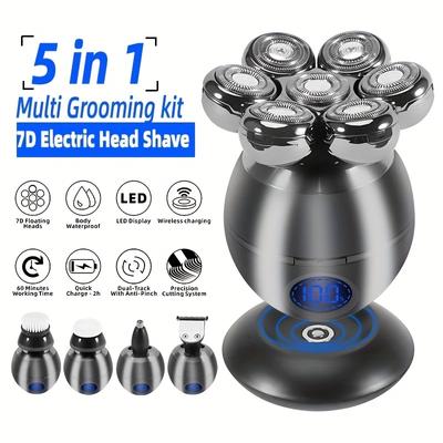Wireless Charging 7 Heads Electric Shaver Light Head Hair Clipper Beard Scraper
