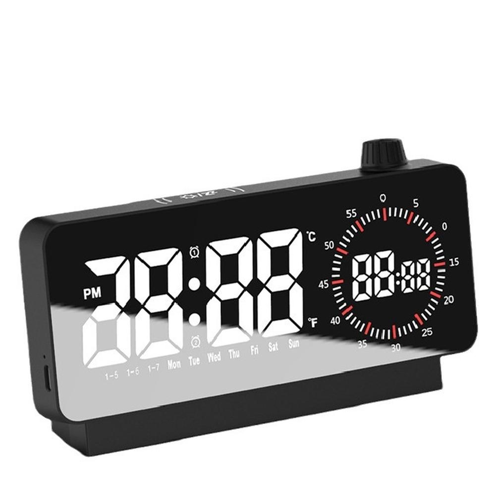 1PC 6.3"LED Digital Alarm Clock Rechargeable Battery Operated Countdown Desk Clock With Timer Temperature Date Display For Study