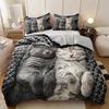 3pcs Cute Cat Bedding Set - 1 Duvet Cover + 2 Pillowcases, All-Season Soft Polyester 100%, Machine Washable Cozy Animal Design