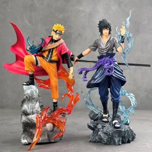 HOT Naruto Anime Figure Uzumaki Naruto Uchiha Sasuke Action Model Pvc Statue Desktop Ornament Collection Toys Gift