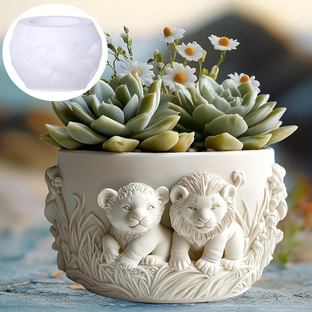 Glacier Mammoth Relief Succulent Plant Pot Resin Silicone Mold Elephant Glacier Storage Box Mold Stripe Plaster gypsum Mold