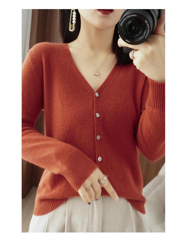 New Spring/Summer V-Neck Loose Plus Size Thin Knit Long Sleeve Cardigan Sweater Set