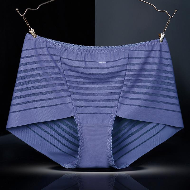 Plus Size Ladies Summer Sexy Lace Mesh Without A Mark In The Belly High Waist Triangle Briefs