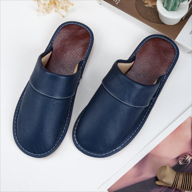 Leather Slippers Oversized Non-Slip Leather Slippers Winter Spring Autumn Summer Indoor Slipper for Men Women