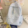 Schoolbag Backpack Schoolbag Niche Cute Fresh High Value Plaid Literature and Art Junior High School Students Large Capacity Casual Backpack