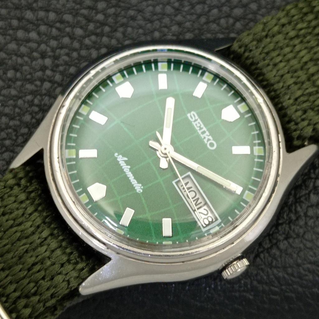 AUTOMATIC VINTAGE SEIKO JAPAN 6309A MENS GREEN COLOR DIAL WATCH A701272-5 R206a-a701272